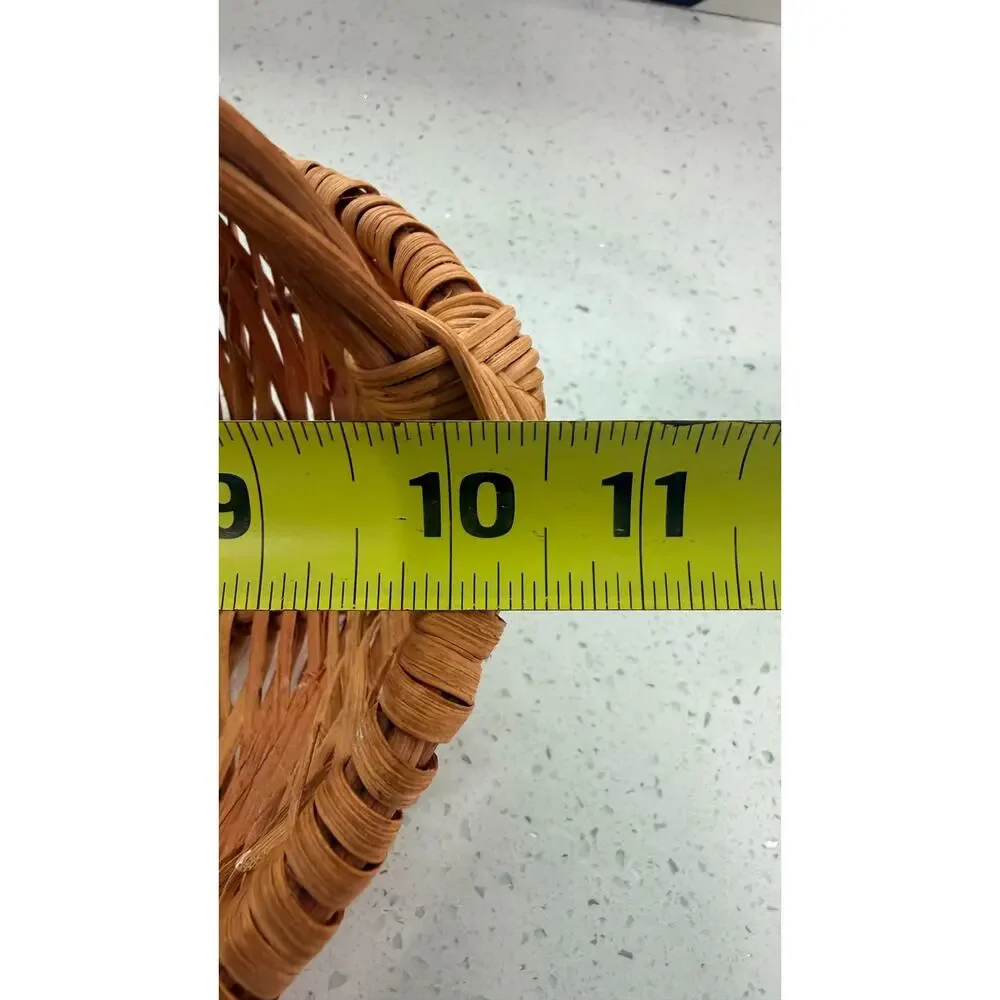 Vintage Handmade Woven Splint Basket Oval 10x8 Fixed Handle Primitive Farmhouse